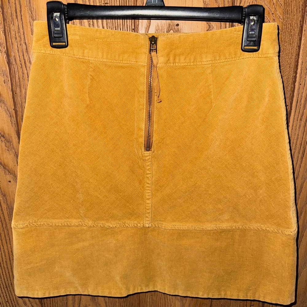 Maeve Mustard Yellow Corduroy Mini Skirt with Front Zip